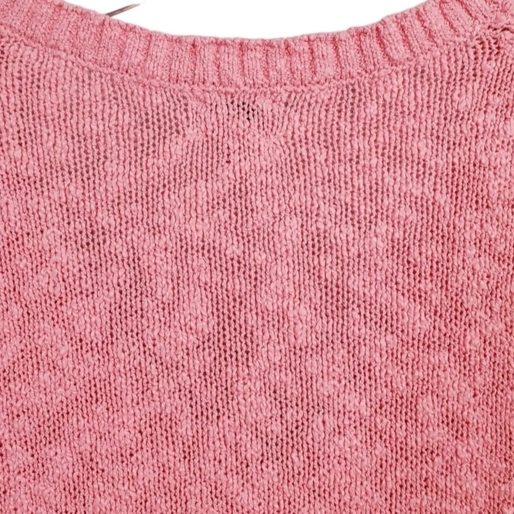 J. Crew Light Pink V-Neck Sweater XS Slub Knit Cotton Blend
